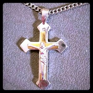 14ct gold & silver cross